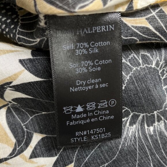 Kobi Halperin Black & Yellow Floral Print Blouse With Bell Sleeves Womens Size M - Picture 5 of 6